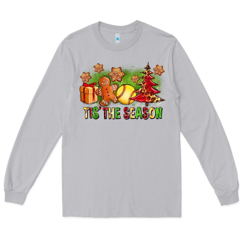Tis The Season Christmas With Softball And Gingerbread Man Long Sleeve Tee by FaDigitalArtStudio | Teevron