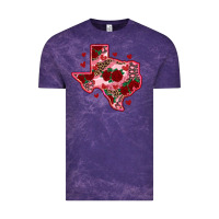 Cloud Purple valentine' s day texas map with roses Vintage Tee - RanaPortraitStore