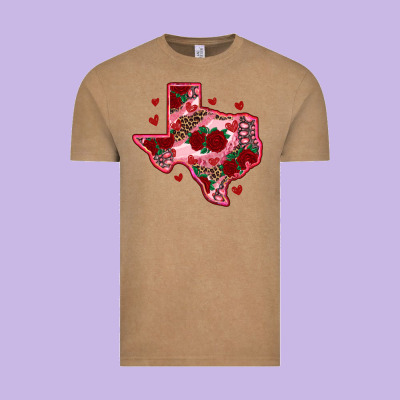 Valentine' S Day Texas Map With Roses Vintage Tee Designed By Ranaportraitstore