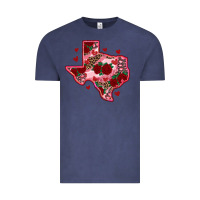 Vintage Denim valentine' s day texas map with roses Vintage Tee - RanaPortraitStore
