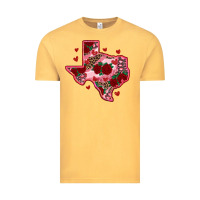 Vintage Mustard valentine' s day texas map with roses Vintage Tee - RanaPortraitStore