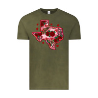 Vintage Olive valentine' s day texas map with roses Vintage Tee - RanaPortraitStore