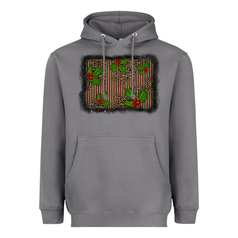 Christmas Plaid Leopard Mistletoe Background Heavyweight Hoodie by BarkalooDesign | Teevron