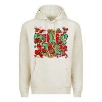 Oatmeal Heather holly jolly christmas Premium Hoodie - MaliasSmallBusiness