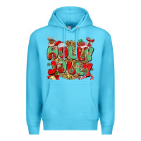 Ocean Blue holly jolly christmas Premium Hoodie - MaliasSmallBusiness