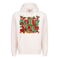 Pale Pink holly jolly christmas Premium Hoodie - MaliasSmallBusiness