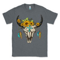 Charcoal Heather bull skull western Classic Tee - BarkalooDesign