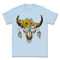 Dusty Blue bull skull western Classic Tee - BarkalooDesign