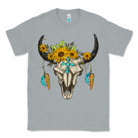 Heather Grey bull skull western Classic Tee - BarkalooDesign