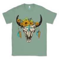 Sage bull skull western Classic Tee - BarkalooDesign