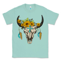 Seafoam bull skull western Classic Tee - BarkalooDesign