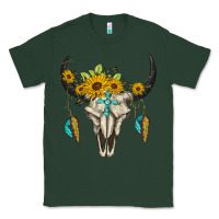 Sports Green bull skull western Classic Tee - BarkalooDesign