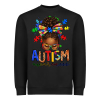 Black autism awareness afro messy bun Heavyweight Sweatshirt - texasbilliewilder