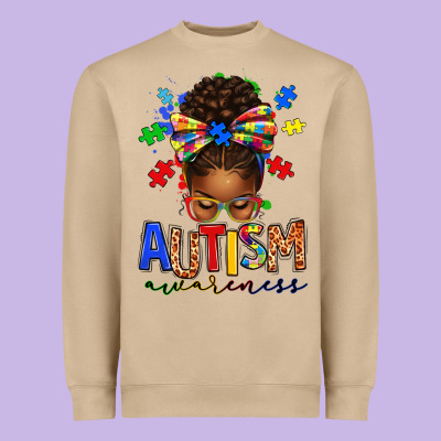Heavyweight Sweatshirt autism awareness afro messy bun
