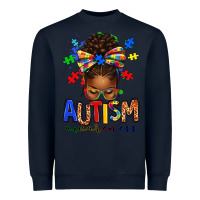 Navy autism awareness afro messy bun Heavyweight Sweatshirt - texasbilliewilder