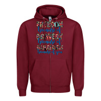 Burgundy freedom because of bravery because of selflessness because of you Zipper Hoodie - JahusDesignShop