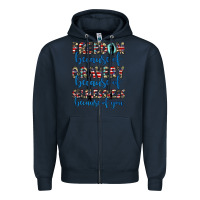 Navy freedom because of bravery because of selflessness because of you Zipper Hoodie - JahusDesignShop