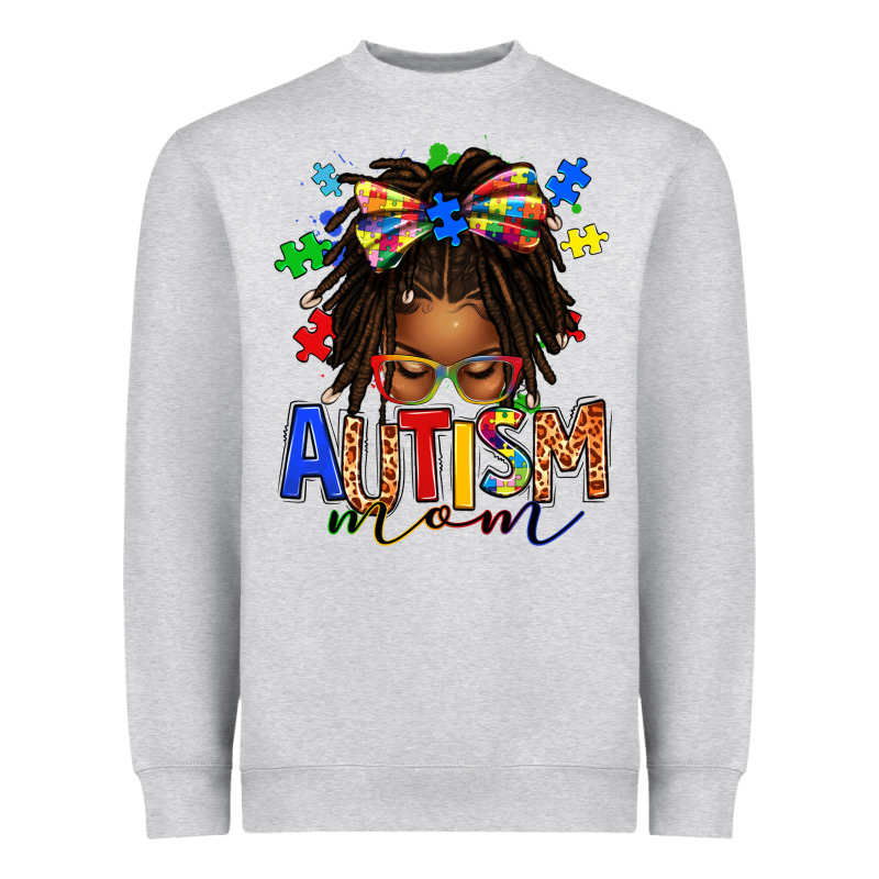 Autism Mom Afro Locs Messy Bun Heavyweight Sweatshirt by texasbilliewilder | Teevron