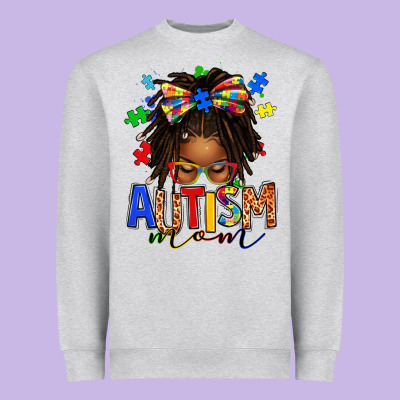 Heavyweight Sweatshirt autism mom afro locs messy bun