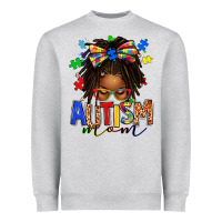 Heather Grey autism mom afro locs messy bun Heavyweight Sweatshirt - texasbilliewilder