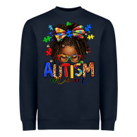 Navy autism mom afro locs messy bun Heavyweight Sweatshirt - texasbilliewilder
