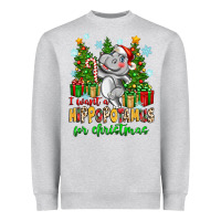 Heather Grey i want a hippopotamus for christmas Heavyweight Sweatshirt - Zillion Design Studio