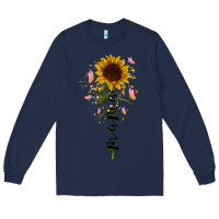 Navy mama sunflower Long Sleeve Tee - RacoonDesign