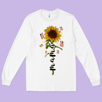 Mama Sunflower Long Sleeve Tee Designed By Racoondesign
