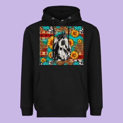 Aztec Sunflowers Horse Heavyweight Hoodie Designed By Lillyallendesigns