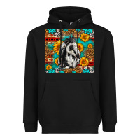 Black Aztec Sunflowers Horse Heavyweight Hoodie - LillyAllenDesigns