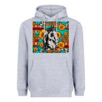 Heather Grey Aztec Sunflowers Horse Heavyweight Hoodie - LillyAllenDesigns