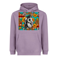 Lavender Aztec Sunflowers Horse Heavyweight Hoodie - LillyAllenDesigns