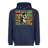 Navy Aztec Sunflowers Horse Heavyweight Hoodie - LillyAllenDesigns