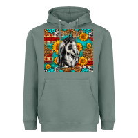 Sage Aztec Sunflowers Horse Heavyweight Hoodie - LillyAllenDesigns