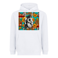 White Aztec Sunflowers Horse Heavyweight Hoodie - LillyAllenDesigns