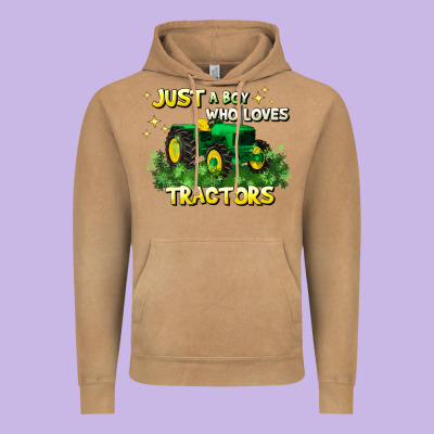 Just A Boy Who Loves Tractors Vintage Hoodie Designed By Jahusdesignshop
