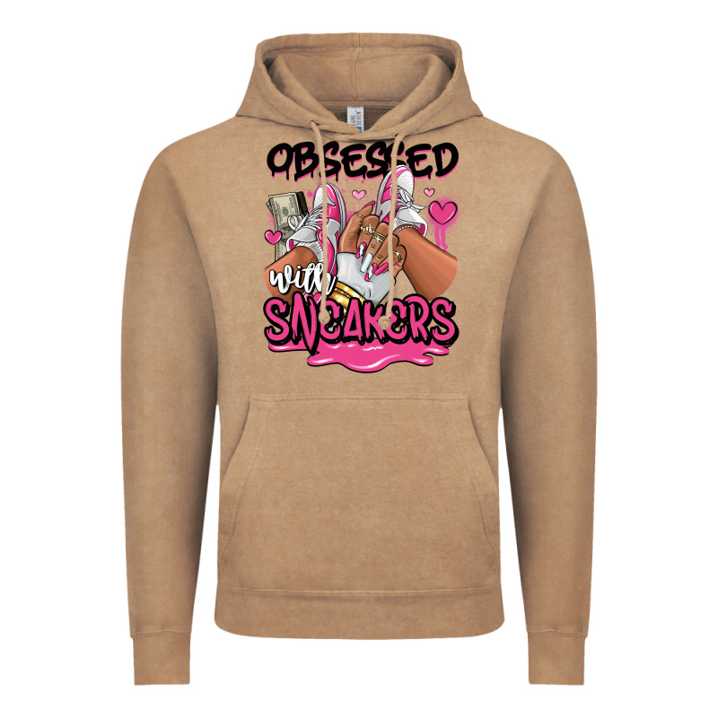 Obsessed With Sneakers Pink Afro Woman Vintage Hoodie by RanaPortraitStore | Teevron
