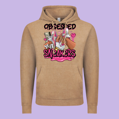 Vintage Hoodie Obsessed with sneakers pink afro woman