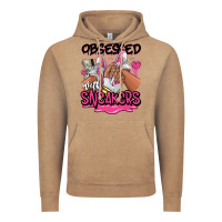 Vintage Coffee Obsessed with sneakers pink afro woman Vintage Hoodie - RanaPortraitStore