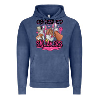 Vintage Denim Obsessed with sneakers pink afro woman Vintage Hoodie - RanaPortraitStore