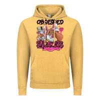 Vintage Mustard Obsessed with sneakers pink afro woman Vintage Hoodie - RanaPortraitStore