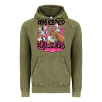 Vintage Olive Obsessed with sneakers pink afro woman Vintage Hoodie - RanaPortraitStore