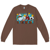 Chestnut Tis The Season Christmas With Soccer Ball And Snowman Long Sleeve Tee - FaDigitalArtStudio