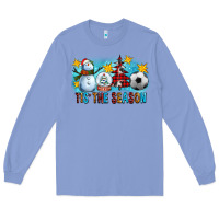 Colony Blue Tis The Season Christmas With Soccer Ball And Snowman Long Sleeve Tee - FaDigitalArtStudio