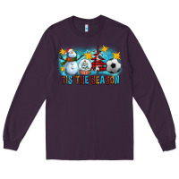 Plum Tis The Season Christmas With Soccer Ball And Snowman Long Sleeve Tee - FaDigitalArtStudio