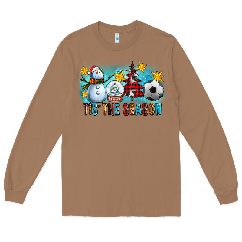 Tis The Season Christmas With Soccer Ball And Snowman Long Sleeve Tee by FaDigitalArtStudio | Teevron