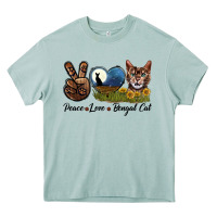 Arona Peace Love Bengal Cat Head Heavy Core Tee - LillyAllenDesigns