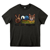 Asphalt Peace Love Bengal Cat Head Heavy Core Tee - LillyAllenDesigns