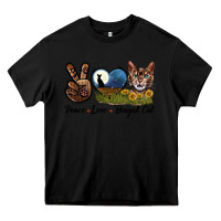Black Peace Love Bengal Cat Head Heavy Core Tee - LillyAllenDesigns
