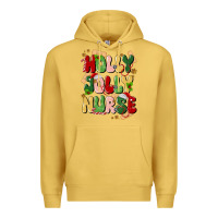 Antique Gold holly jolly nurse Premium Hoodie - MaliasSmallBusiness